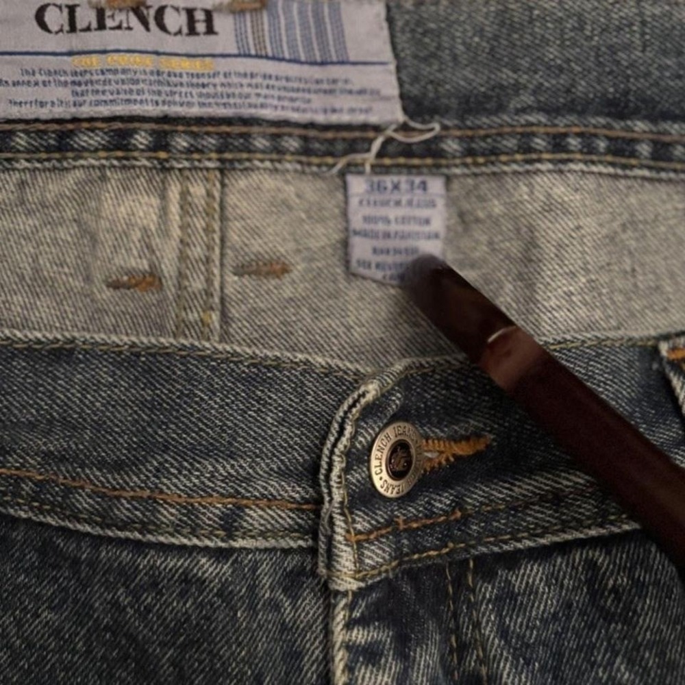 Clench Jeans Mens 36 X 34 Blue Denim Jeans Pants Straight Leg Y2K Vtg 2000s‎ 00s - Picture 4 of 4